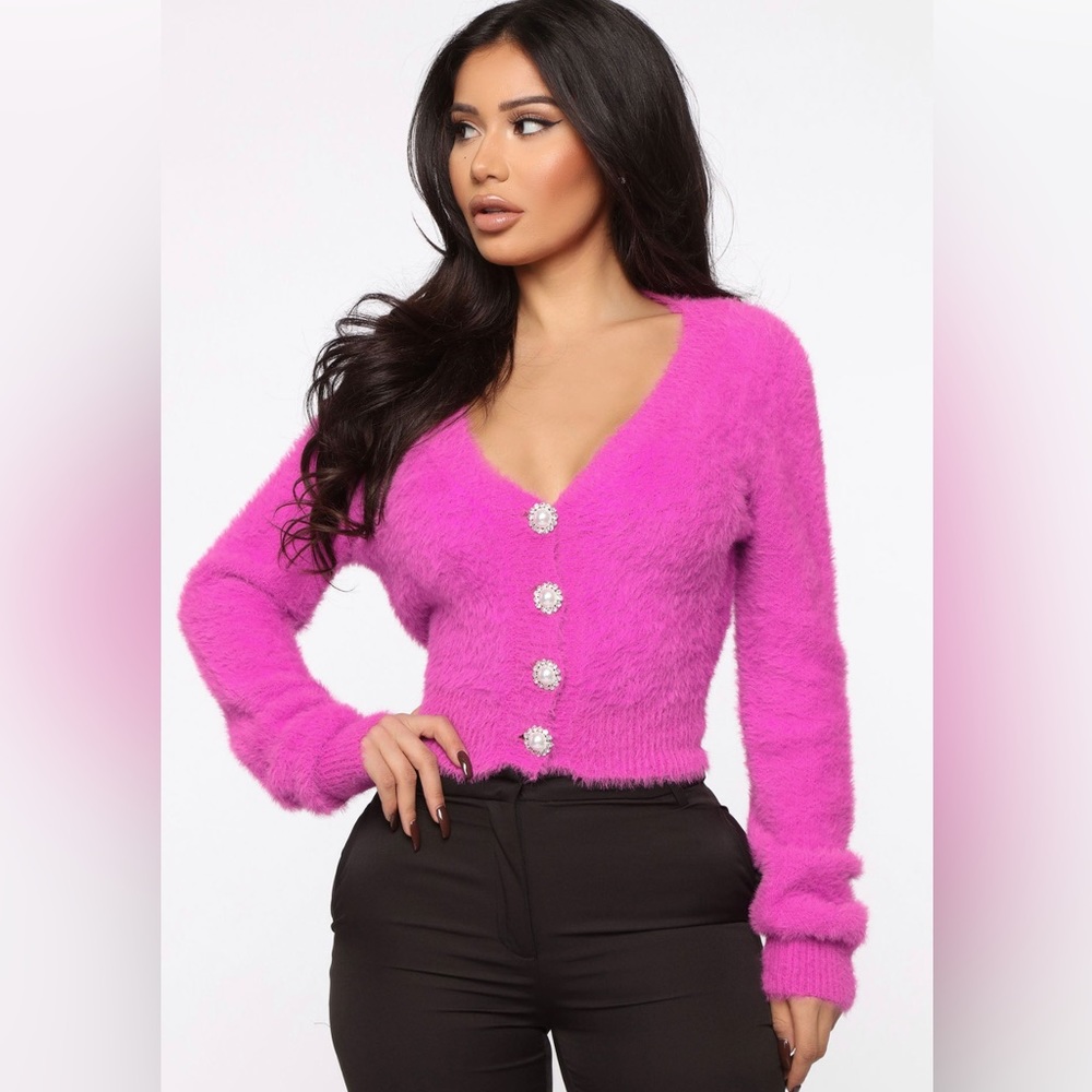 Purple Pretty Fuzzy Cardigan/Sweater from Fashionova